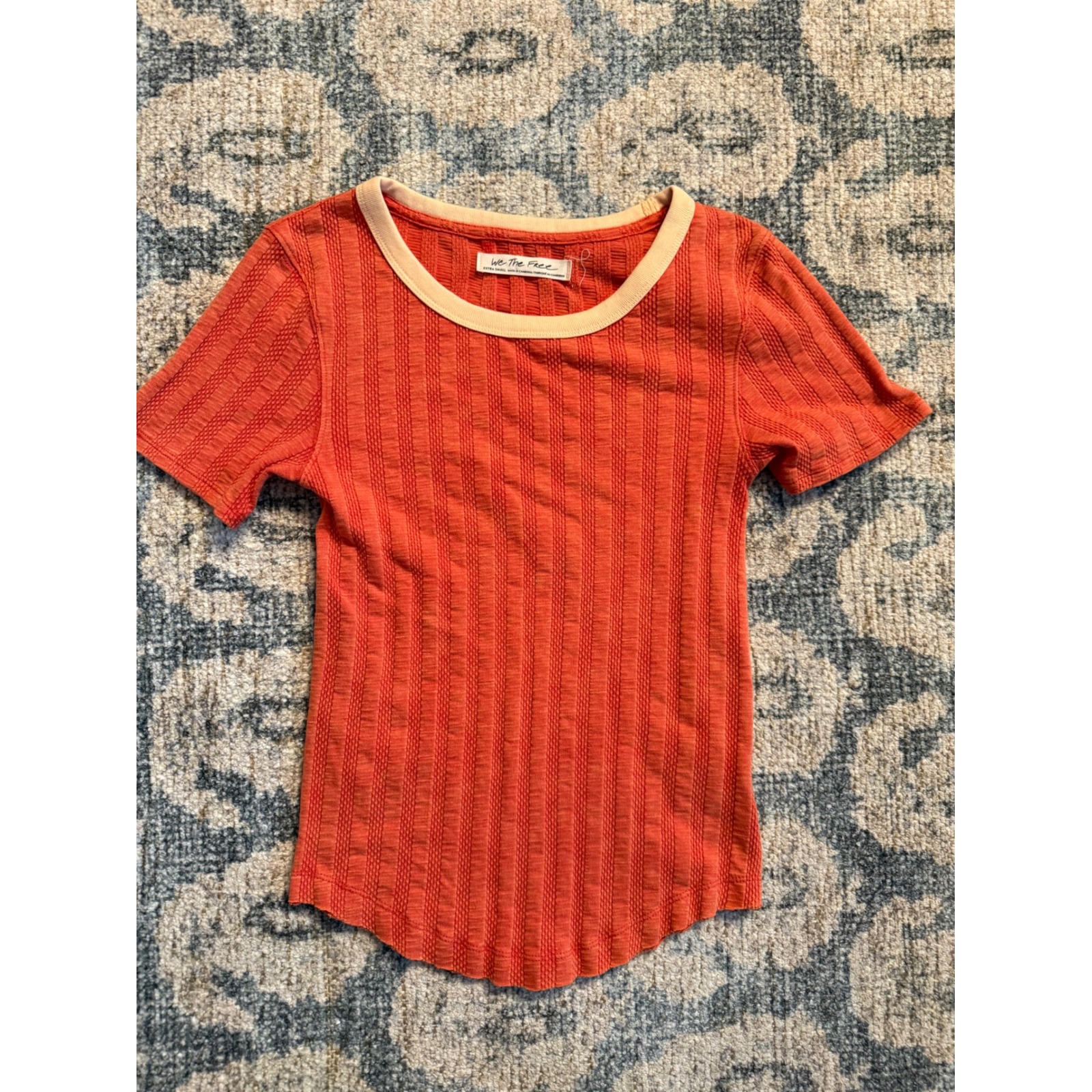 Free People Escape Tee In Red Combo Xs Excellent Condition